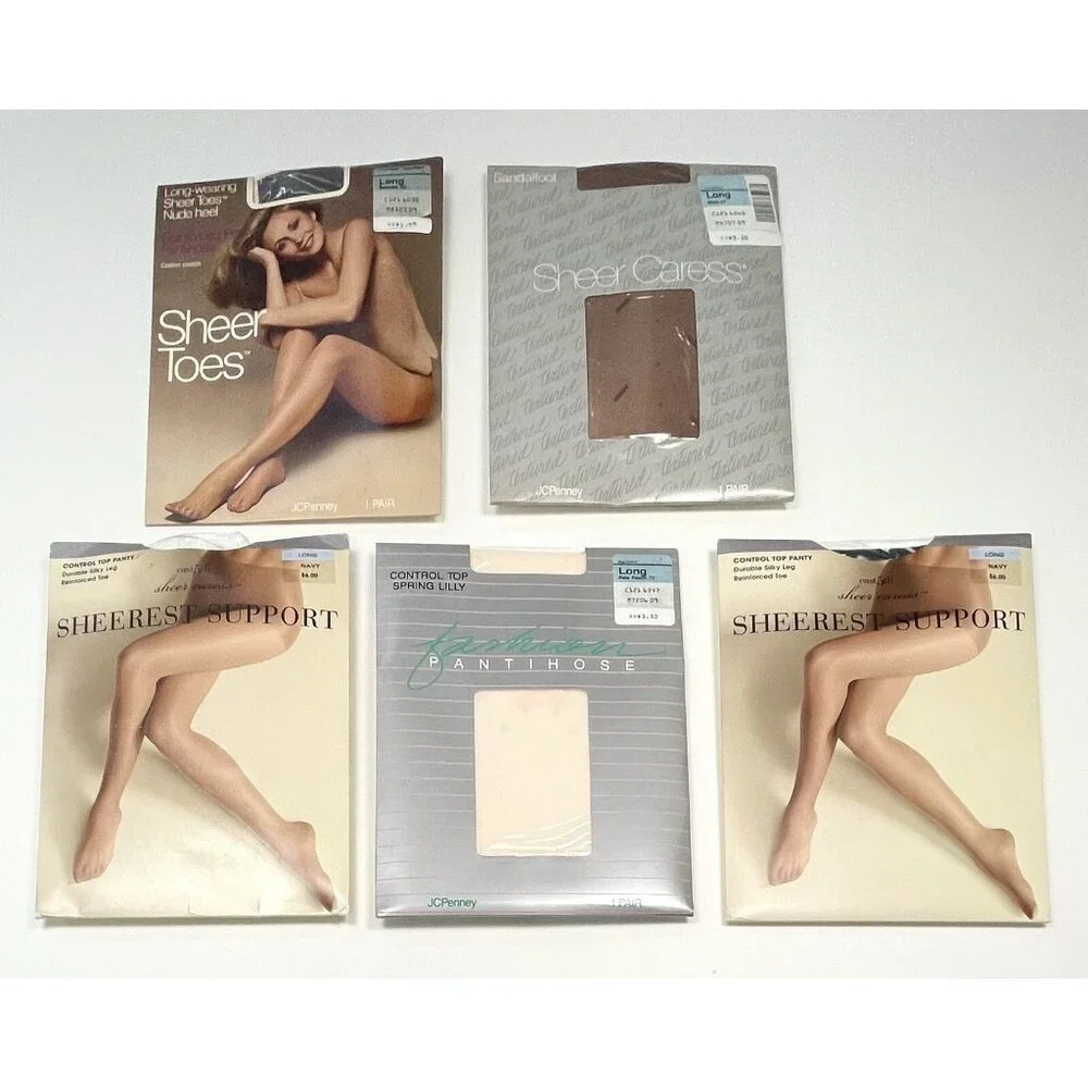 VTG 17pr Hosiery Fashion PANTYHOSE Stockings JCPenney SIZE LONG Patterns NIP NEW